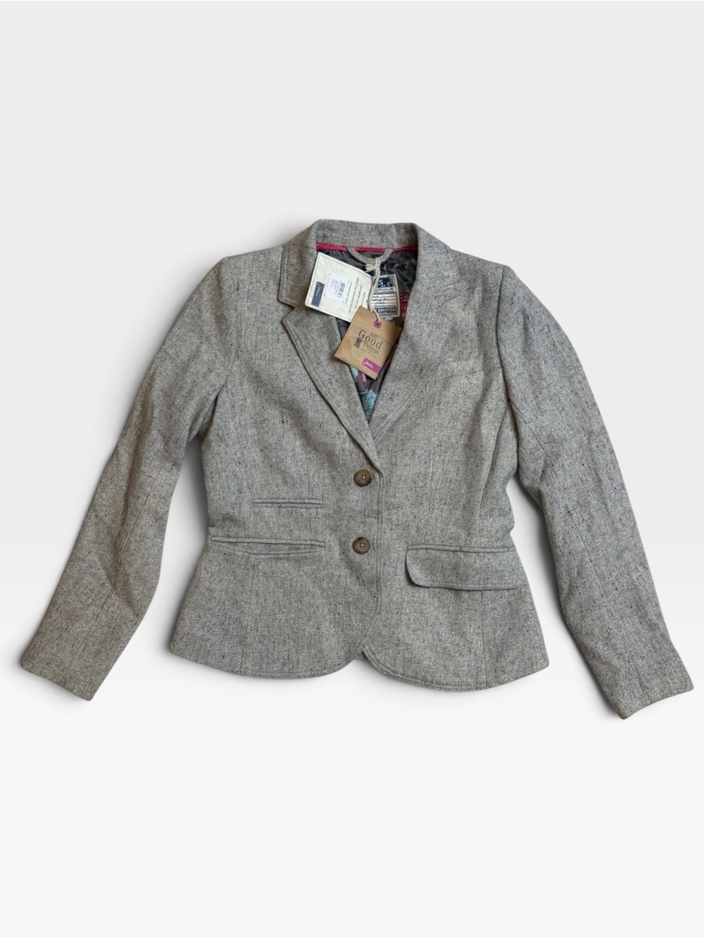 Joules Donegal Tweed Wool Blazer US 6 Equestrian Old Money Heritage Prep
